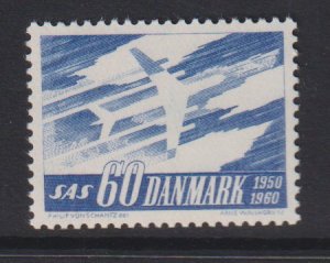 Denmark  #380  MNH  1961  Anniversary Scandinavian Airlines . DC-8 airliner