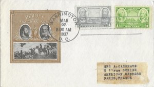 1937 FDC, #788, 4c Army Heroes, Ioor - combo w/785