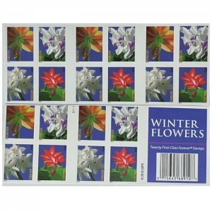 2014 winter flowers,Forever Stamps 5 books of 20PCS, total 100pcs