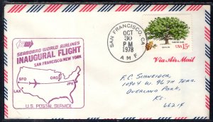 US Los Angeles,CA to New York,NY Seaboard World Airlines 1978 First Flight Cover