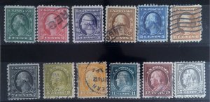 Scott #462-466,468-470,472-476,478 - Used - FW Lot - 1916