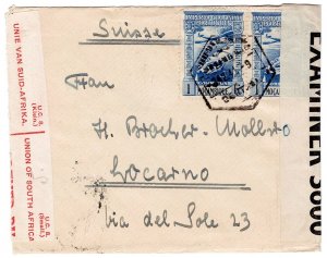 x Mozambique 1941 LOCARNO Double Censor cover Imperio Colonial PAIR Sc#C4 Mf#CA4