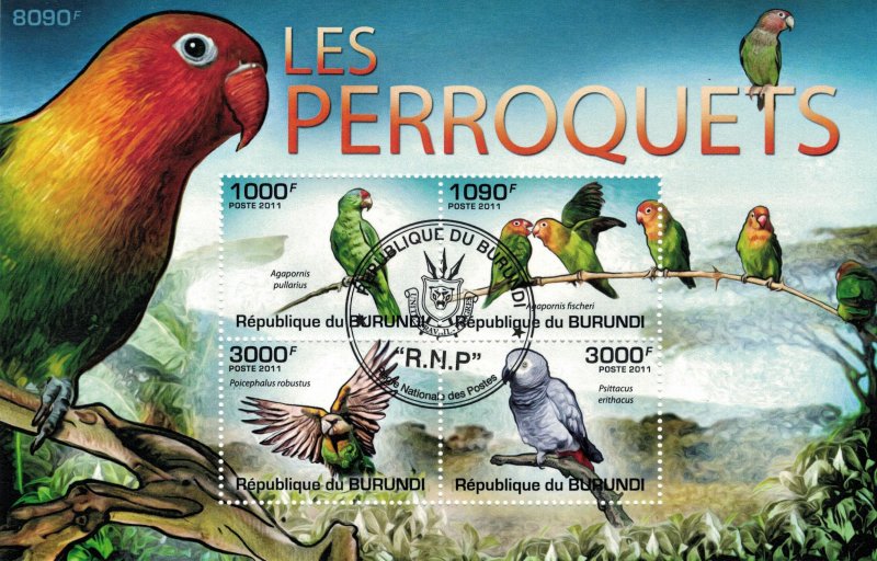 BURUNDI 2011 - Parrots / minisheet