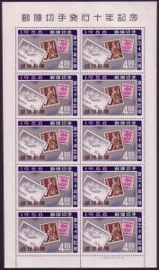 Ryukyu 10th Anniversary of First Stamps Sheetlet 1958 MNH SG#60 MI#57