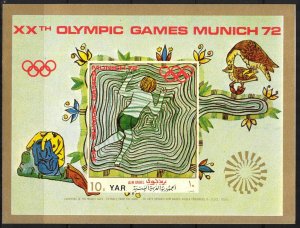 {Y103} Yemen 1971 Olympics Munich Art Birds S/S imperf. MNH** Mi.:Bl.164 18,00Eu