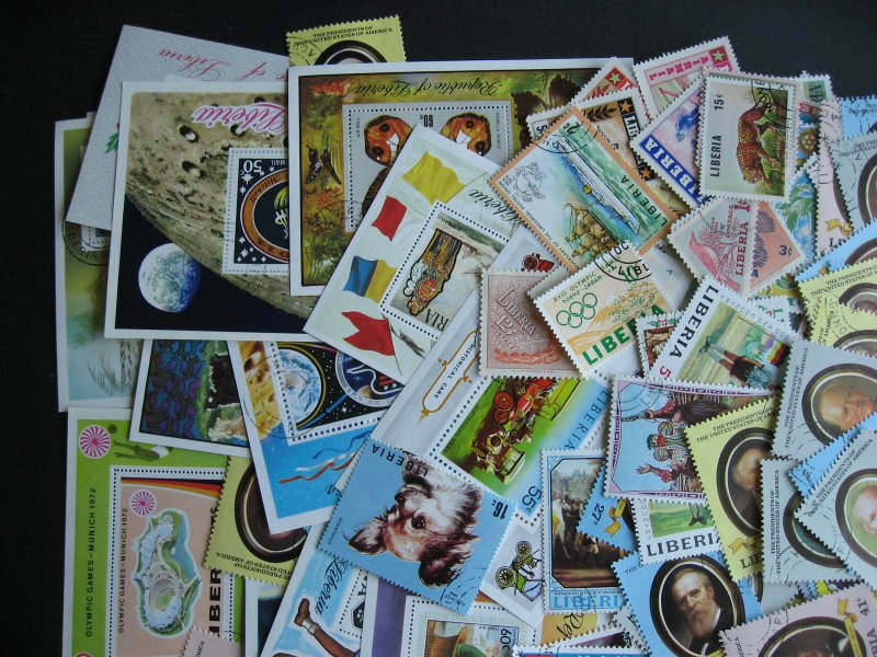 Liberia collection 215 different very topical with souvenir sheets too!