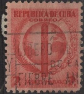 Cuba 357 (used) 2c cigar & globe, red (1939)