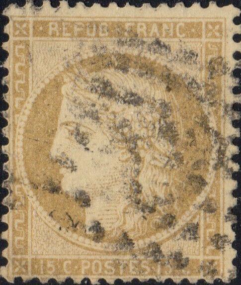 FRANCE - Yv.59 15c bistre (petits chiffres) obl. GC (indistinct)