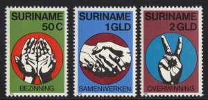 Surinam #562a-c  MNH  1980   all three stamps from the  Independence  sheet
