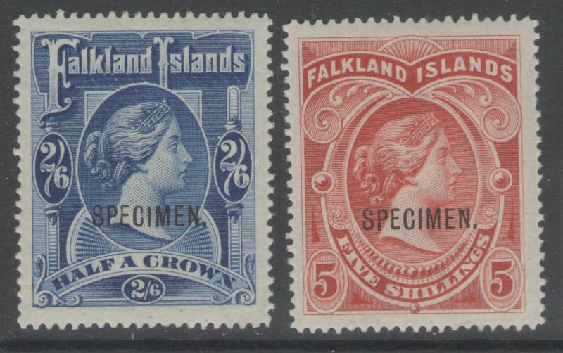 FALKLAND ISLANDS SG41s/2s 1898 HIGH VALUE SPECIMEN SET MTD MINT