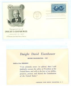 US 1070 (1957) Dwight D Eisenhouwer-second inauguration with a fleetwood cachet