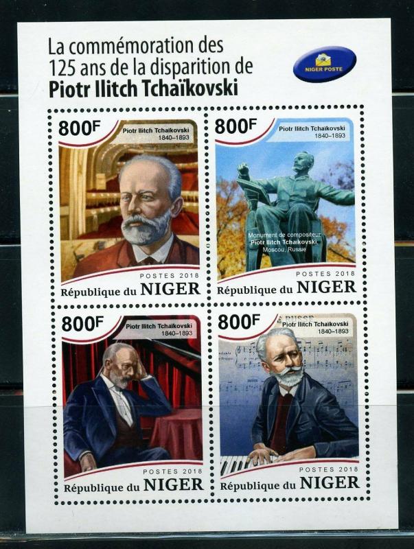 NIGER 2018 125th MEMORIAL OF PIOTR TCHAIKOVSKI SHEET  MINT NEVER HINGED