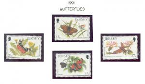 Jersey Sc 568-71 1991 Butterflies Moths stamps mint NH