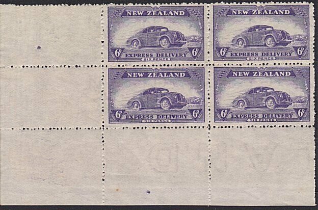 NEW ZEALAND 1939 Express Delivery 6d car - corner block of 4 MNH...........68939