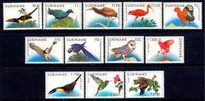 Surinam 1985-95 Birds Complete Mint MNH Set  SC 724-735 CV $295
