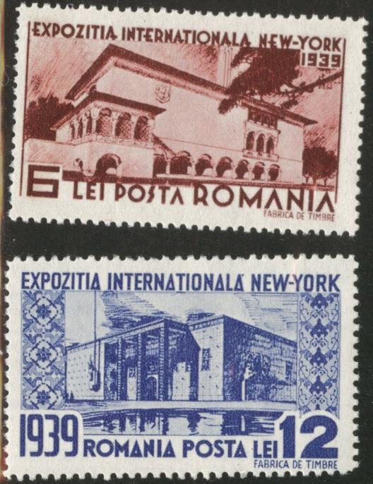 ROMANIA Scott 489-90 MH* NY World Fair 1939 set CV$1.10