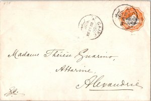 Egypt 2m Sphinx and Pyramid Envelope Overprinted 5 Milliemes 1893 Caire to Al...