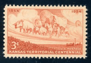 US Stamp #1061 Kansas Territory 3c - PSE Cert - GEM 100 - MOGNH - SMQ $170.00