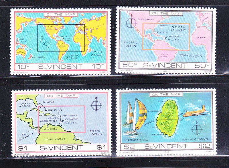 St Vincent 611-614 Set MNH Maps