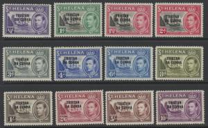 Tristan Da Cunha 1 to 12 mlh complete set, overprints on St. Helena stamps GeoVI