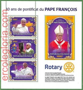 B1670 - NIGER - ERROR MISPERF Stamp Sheet - 2023 - Papa Francisco, Rotary-