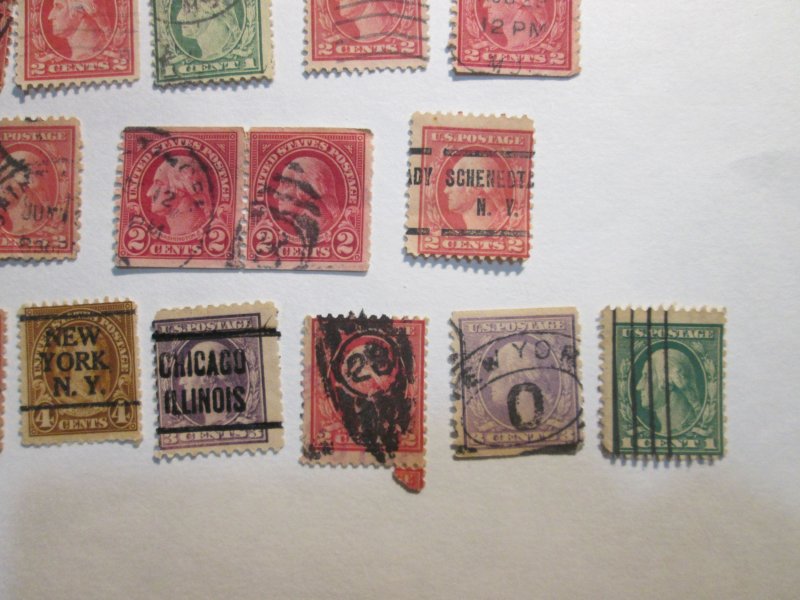 USA lot. Blocks, Washington STAMPS WITH FANCY CANCEL. UNCHEQUED.