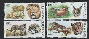 Burkina Faso (formerly Upper Volta) #1079-82 Wild Cats MNH