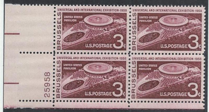 UNITED STATES SC# 1104 Pl#25958 LL B/4 FVF/MNH 1958