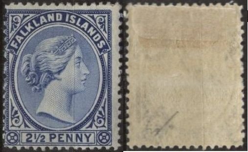 Falkland Islands 15 (mhr, pencil mark) 2½p Queen Victoria, ultra (1894)