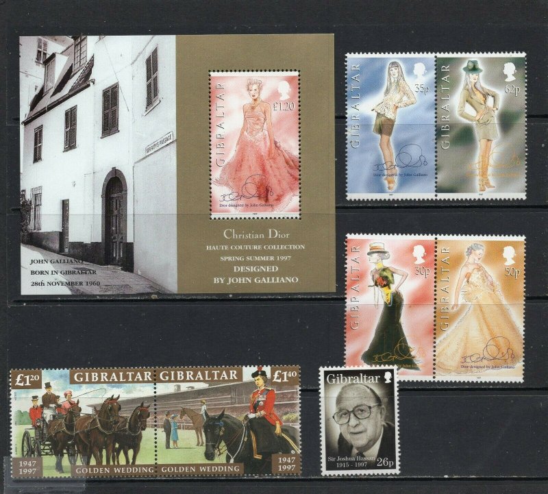 GIBRALTAR 1997 YEAR SET OF 7 STAMPS & S/S MNH 