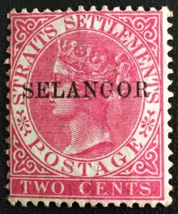 MALAYA 1890 SELANGOR opt STRAITS SETTLEMENTS QV MNG T.33 SG#42 M3466