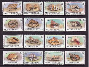 Montserrat-Sc#681-96-unused NH definitive set-Seashells-Specimen overprint