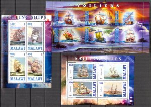 Malawi Congo 2013 Tall Ships 3 sheets MNH Cinderella {b12}