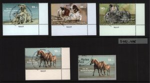 Germany B992-B996 first day cancelled dogs hares horses