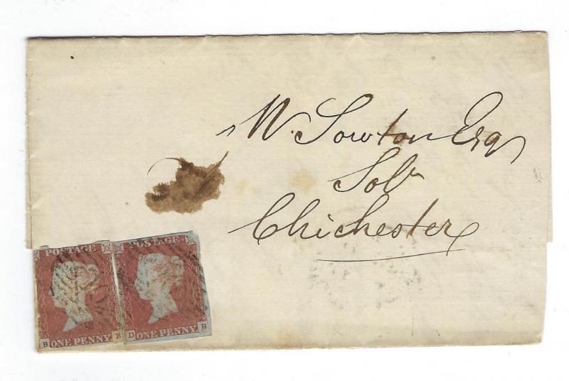 1849 Great Britain Imperf Cover With Chichester Posting - Scott #3 (CA18)