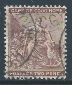 Cape Of Good Hope #45 Used 2p Hope & Symbols of Colony w/o Frame Line - Wmk...