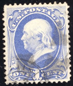 US Scott 134 Used 1c ultramarine Benjamin Franklin Lot T517 bhmstamps