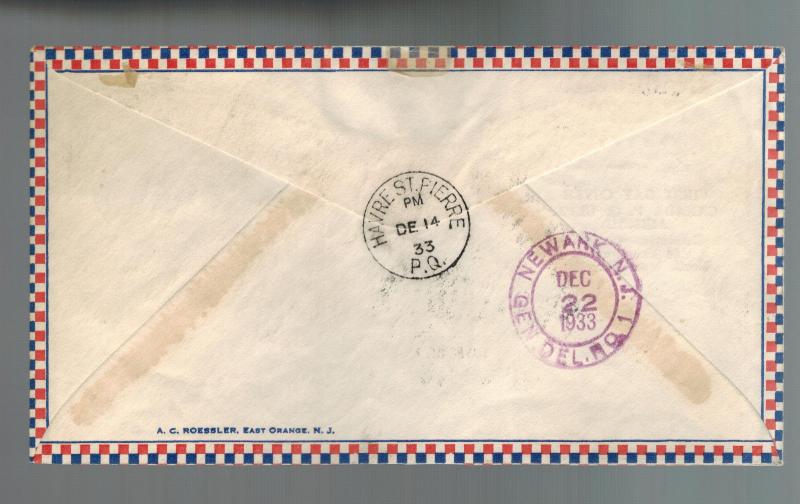 1933 Canada Sept Iles Havre St Pierre First Flight Cover FFC 3 Coil strip # 160