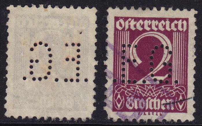Austria - 1925 - Scott #304 - used - E.G. perfin