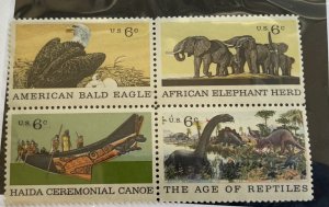 US 1970 animal Conservation #1387-90 se-tante blk of 4 mint