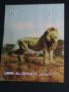 ​UMM-AL-QIWAIN 3D AIRMAIL STAMP WILD ANIMAL-LION- MNH- SPECIAL STAMP VERY FINE