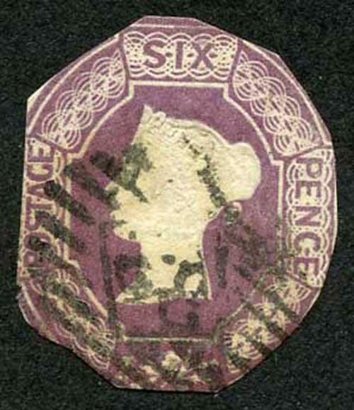 6d Purple Embossed Wmk Inverted and Reversed Fine Used