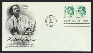 #1857 17c Rachel Carson-Pair, Art Craft FDC **ANY 4=FREE SHIPPING**