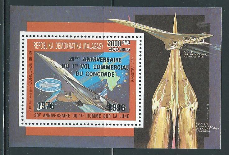 Malagasy Madagascar 1304 NOTE 1996 Concorde Flight s.s. S...