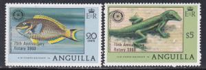 Anguilla # 389-390, Rotary, Fish & Lizards, NH, 1/2 Cat.