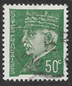 France 50c deep green Marshal Petain issue of 1941, Scott 431 Used