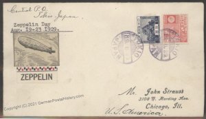 Japan 1929 Graf Zeppelin Tokyo  Round the World 1st Day Cover Comemorativ 103237