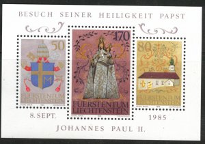 LIECHTENSTEIN Scott 816 MNH** 1985 Pope John Paul II souvenir sheet