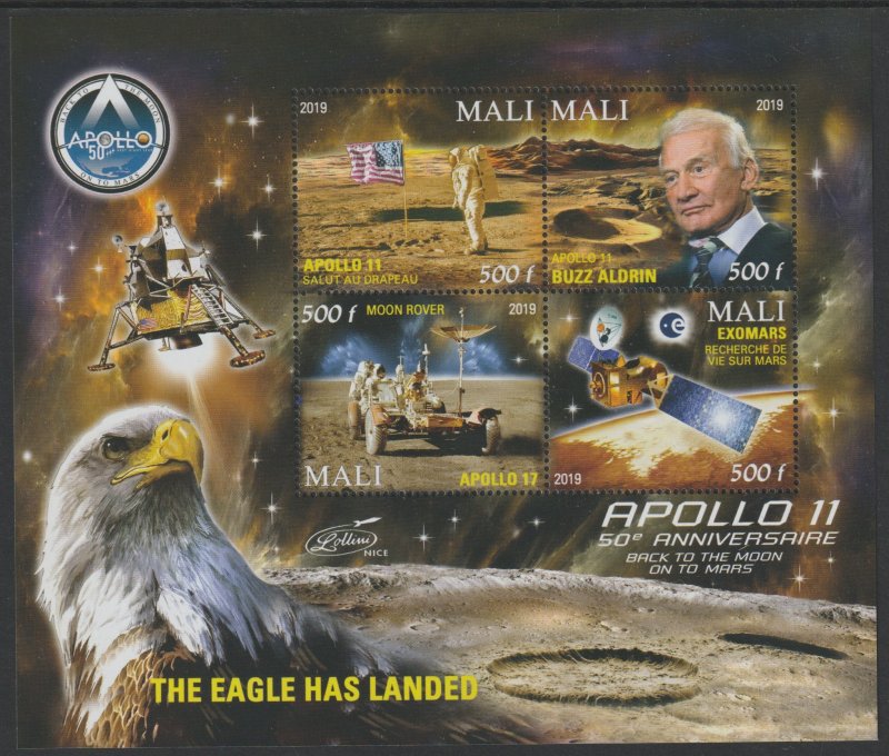 APOLLO - 50th ANNIVERSARY #3  perf sheet containing four values mnh