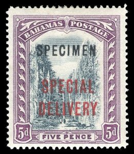 Bahamas 1918 'SPECIAL DELIVERY' 5d overprinted SPECIMEN very fine mint. SG 3S.